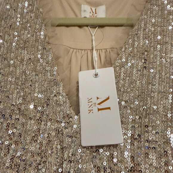 NWT M by MNK Champagne Sequin Dress Size L - Picture 6 of 12